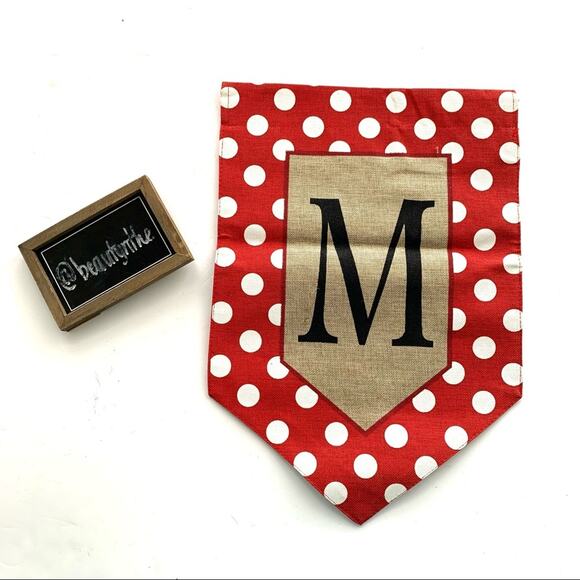 Welcome M monogram polkadot garden flag 13x18 - Picture 7 of 8